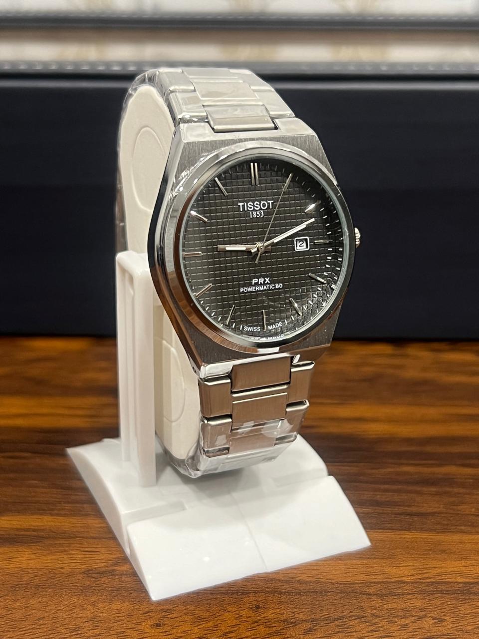 Tissot PRX Powermatic 80 automatic watch Black dial steel bracelet 40 mm